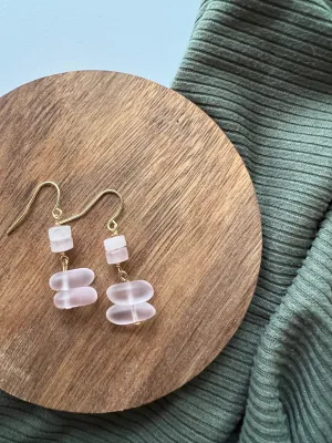 Petal | Rose Quartz   Sea Glass Earrings