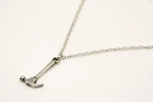 Silver hammer stainless steel chain necklace for men