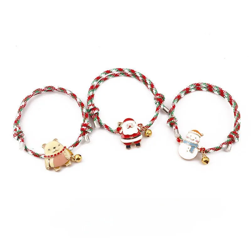 Sisslia Christmas Gift Knitting Couples Adjustable 2024 New Cartoon Cute Snowman Elk Bracelet for Woman