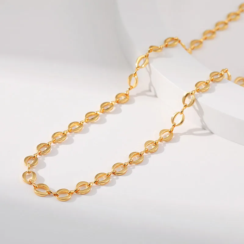 Sisslia Fashion Jewelry New Arrival Brass 18K Gold Plated Big O Shape Neck Chain For Women