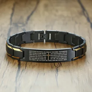 Stainless Steel Metal Bracelet Men Chinese, English, Japanese,Various, Korean Language Christian Lord's Prayer Bracelets