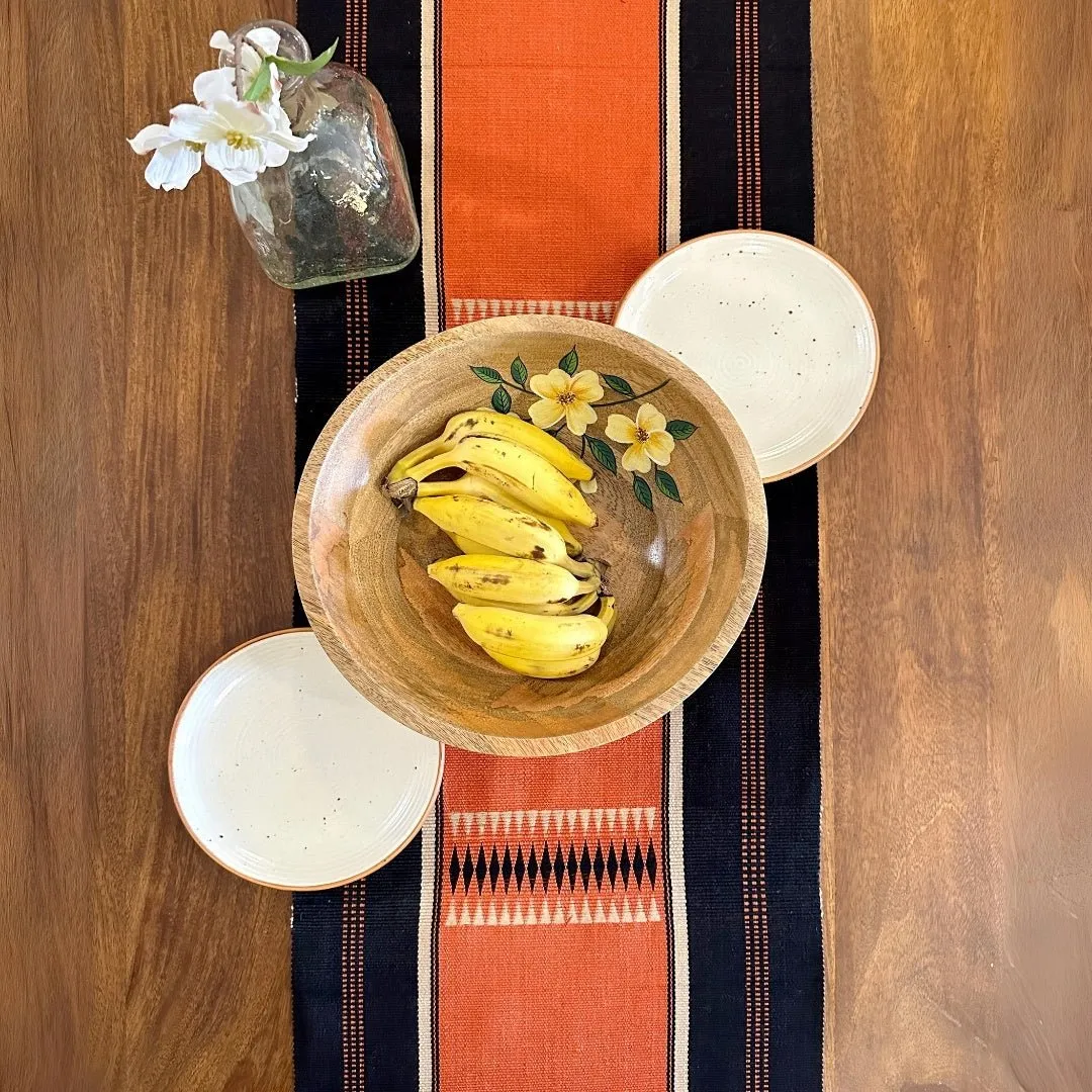 Tangerine Striped Handwoven Table Runner