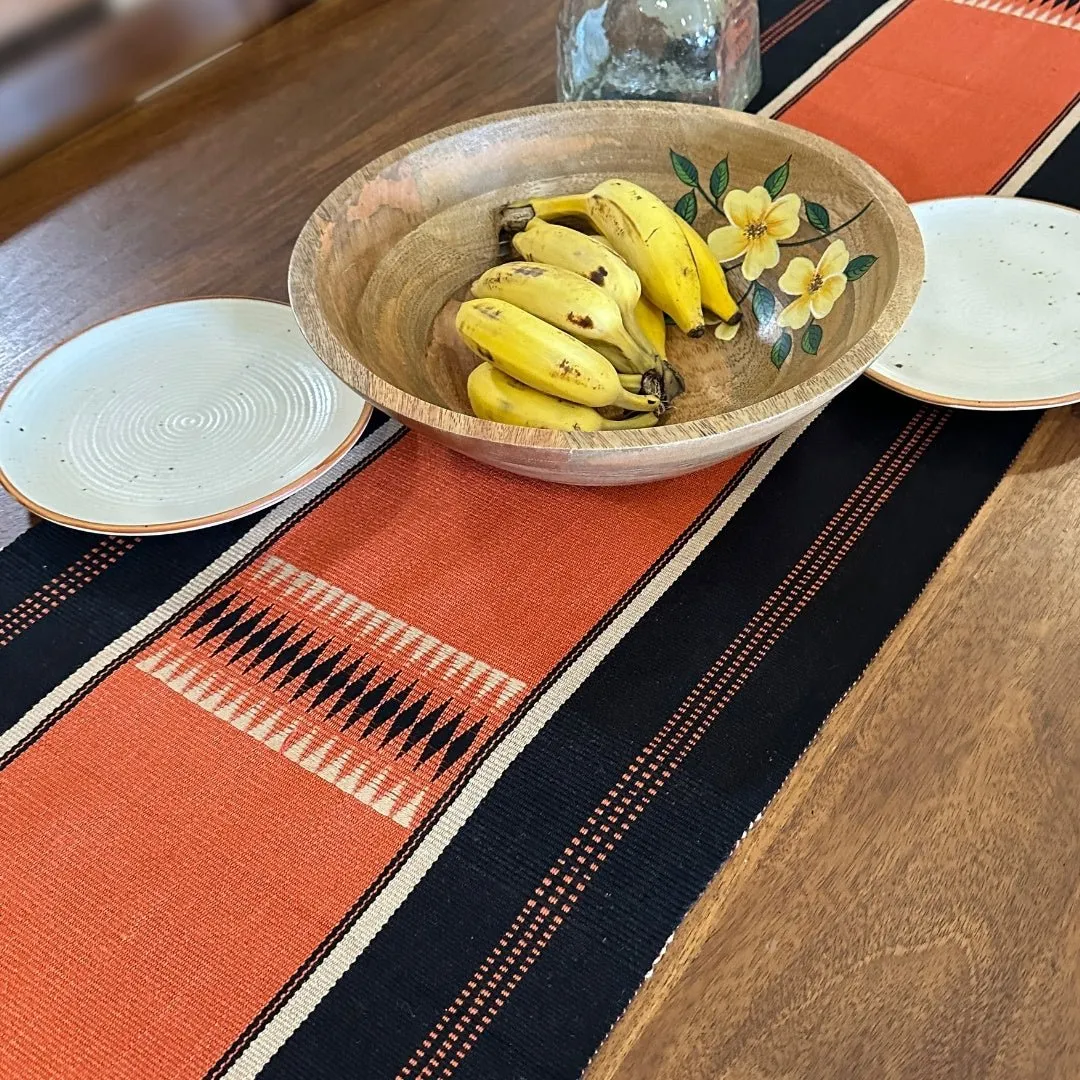 Tangerine Striped Handwoven Table Runner