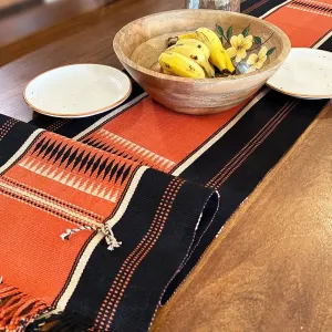 Tangerine Striped Handwoven Table Runner