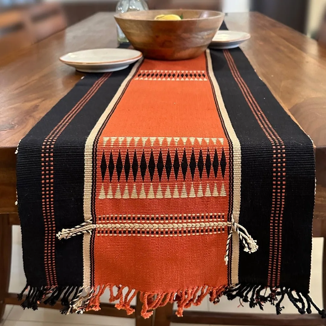 Tangerine Striped Handwoven Table Runner