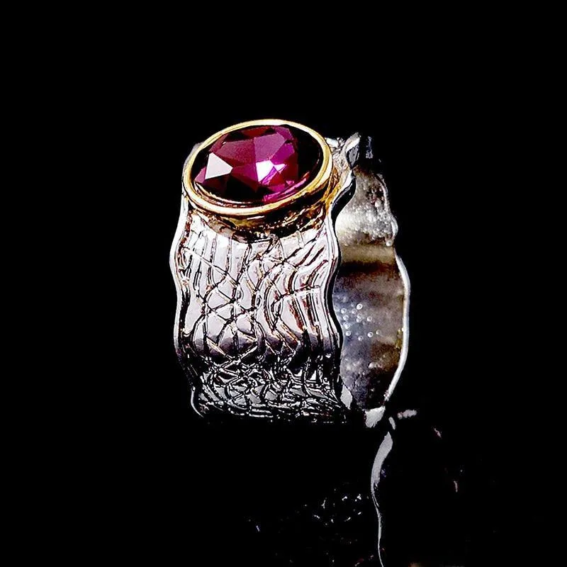 Thai Crafted Pink Purple Rhinestone Ring