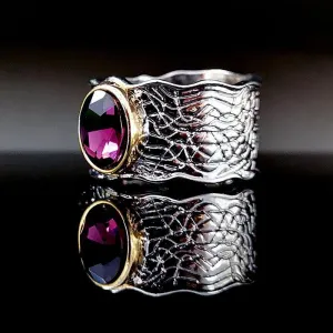 Thai Crafted Pink Purple Rhinestone Ring