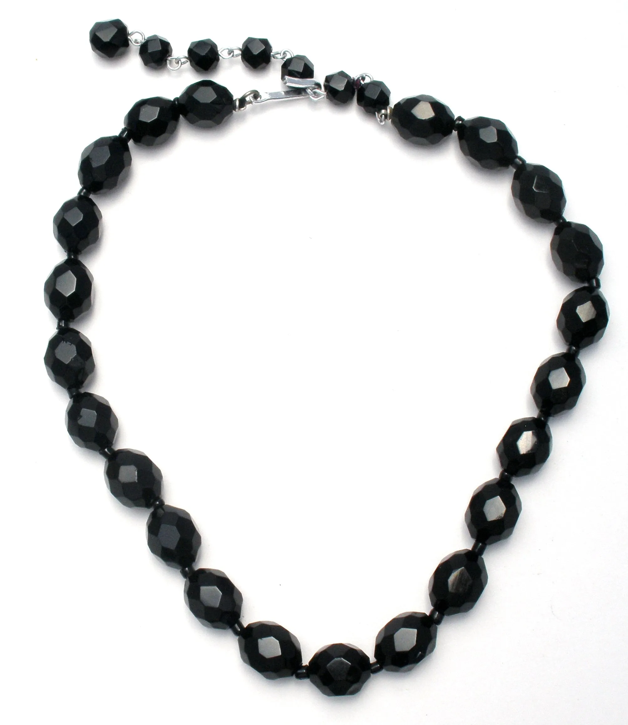 Vintage Black Glass Bead Necklace