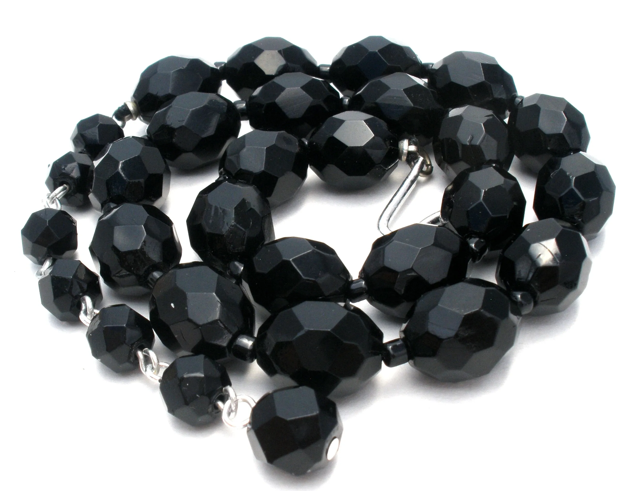 Vintage Black Glass Bead Necklace