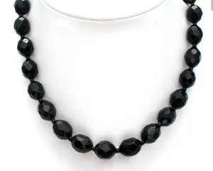 Vintage Black Glass Bead Necklace