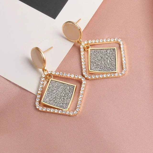 X&P New Fashion Round Dangle Drop Korean Earrings For Women Geometric Round Heart Gold Earring Wedding 2021 kolczyki Jewelry