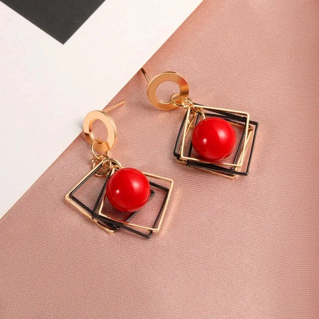 X&P New Fashion Round Dangle Drop Korean Earrings For Women Geometric Round Heart Gold Earring Wedding 2021 kolczyki Jewelry