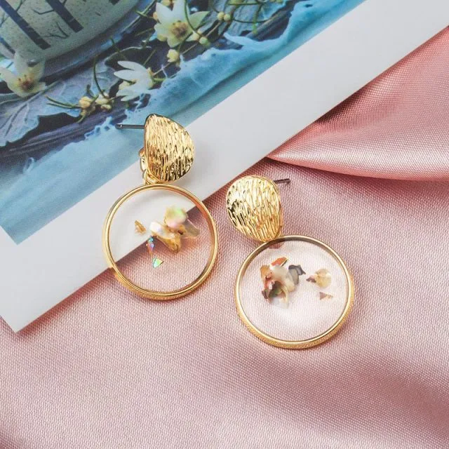 X&P New Fashion Round Dangle Drop Korean Earrings For Women Geometric Round Heart Gold Earring Wedding 2021 kolczyki Jewelry