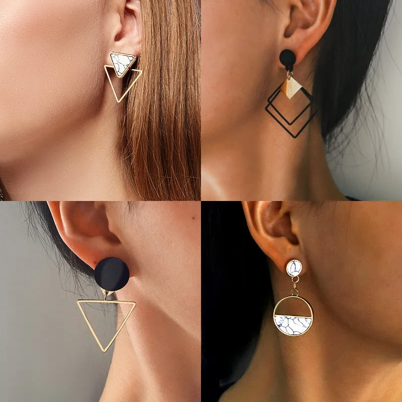 X&P New Fashion Round Dangle Drop Korean Earrings For Women Geometric Round Heart Gold Earring Wedding 2021 kolczyki Jewelry