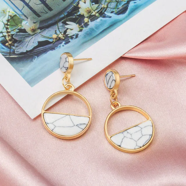 X&P New Fashion Round Dangle Drop Korean Earrings For Women Geometric Round Heart Gold Earring Wedding 2021 kolczyki Jewelry