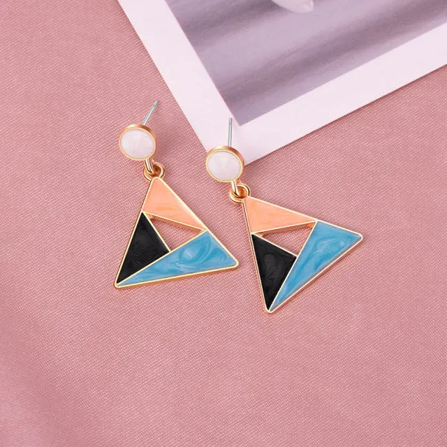 X&P New Fashion Round Dangle Drop Korean Earrings For Women Geometric Round Heart Gold Earring Wedding 2021 kolczyki Jewelry