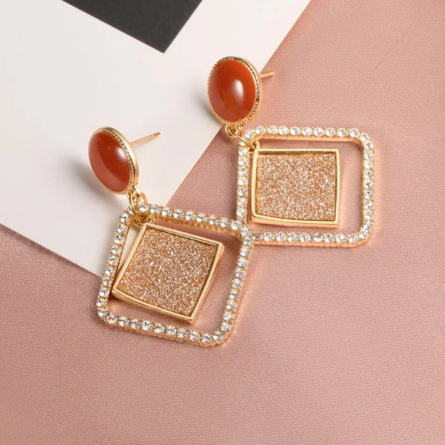 X&P New Fashion Round Dangle Drop Korean Earrings For Women Geometric Round Heart Gold Earring Wedding 2021 kolczyki Jewelry