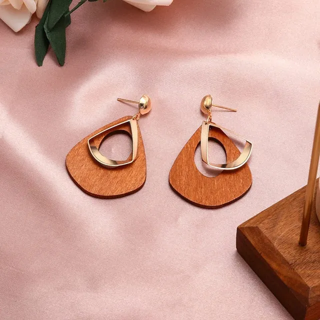 X&P New Fashion Round Dangle Drop Korean Earrings For Women Geometric Round Heart Gold Earring Wedding 2021 kolczyki Jewelry